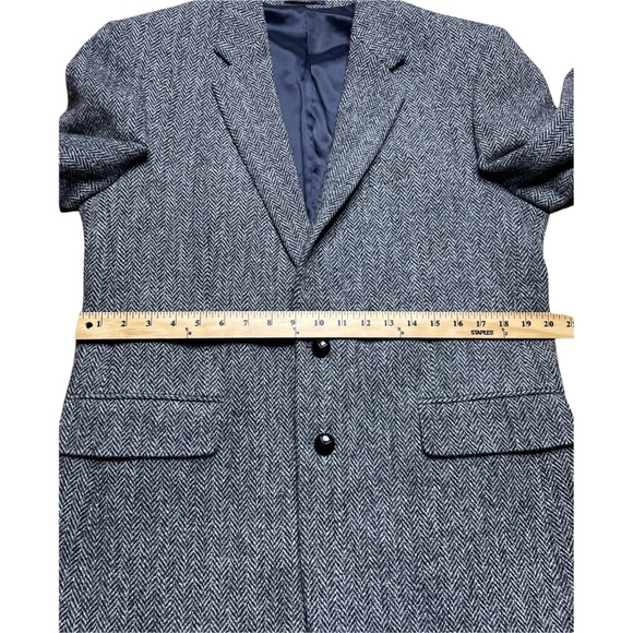 Vintage Harris Tweed 1990s Sport Coat Black Gray 2 Button Jacket Double Vent EUC - Picture 6 of 11